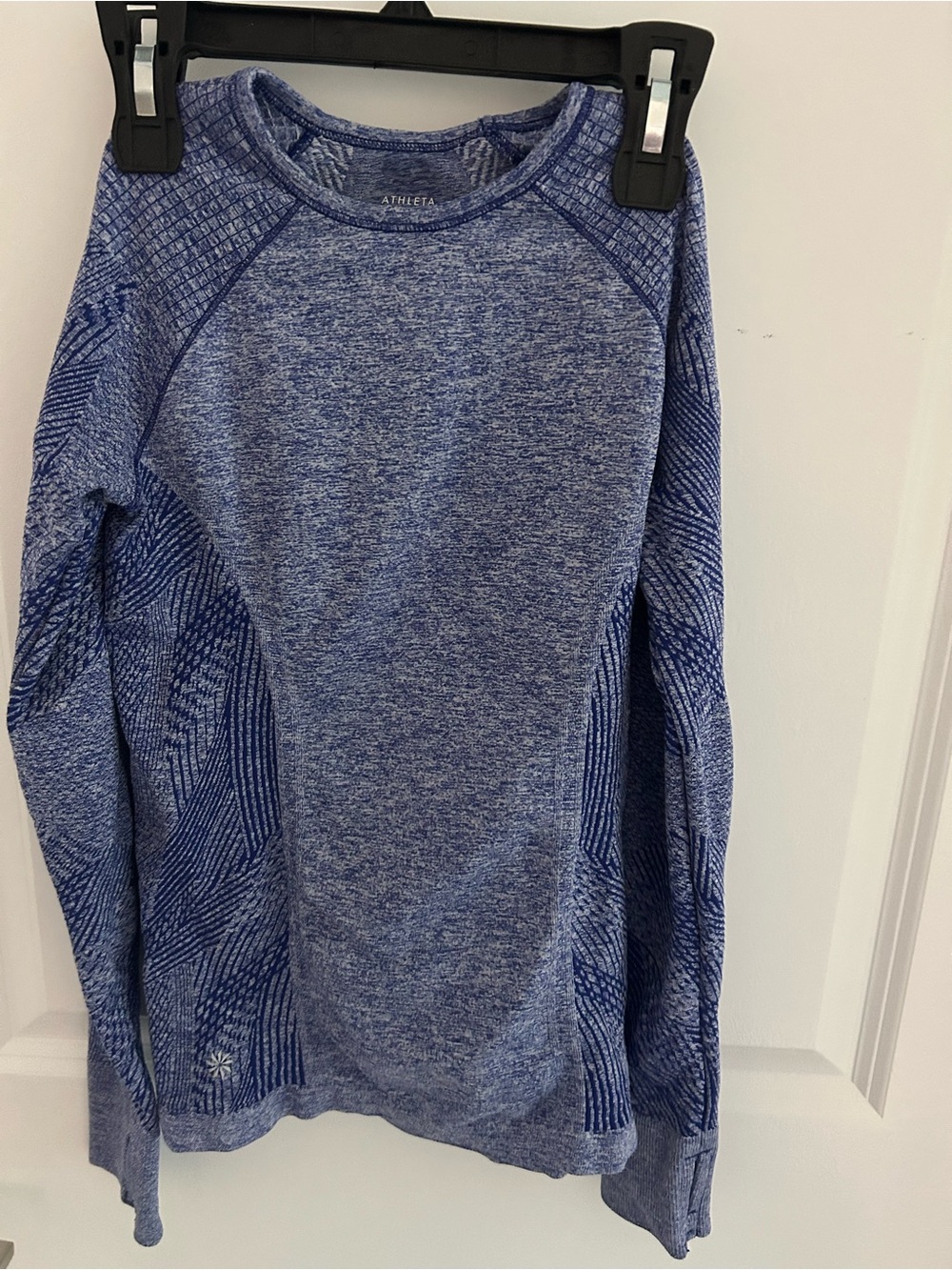Athleta girl Heathered Blue Crewneck Performance long sleeve top
